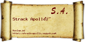 Strack Apolló névjegykártya